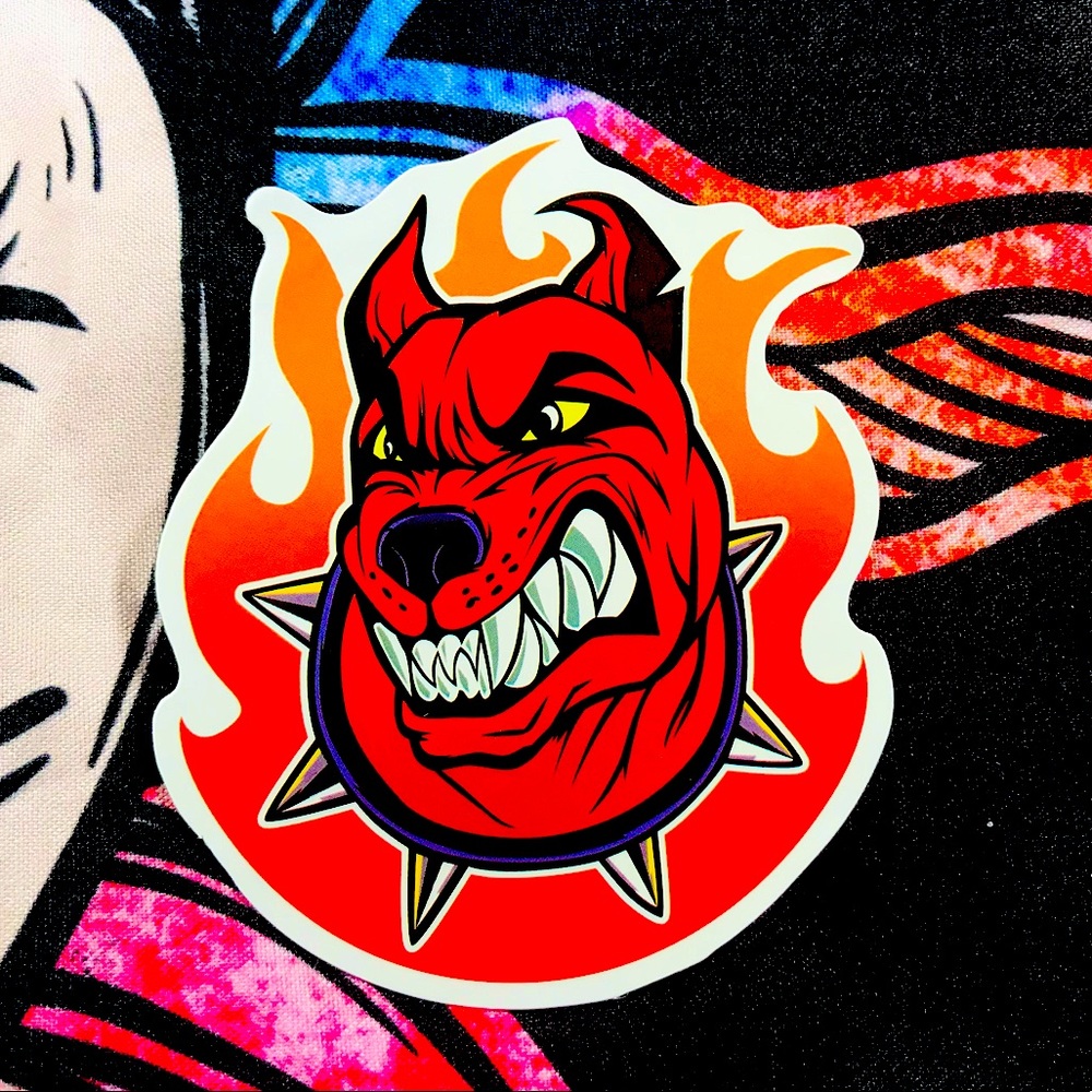 Fired up Pit Bull Bully Red Dog Waterproof Decor Sticker
